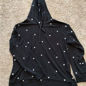 Cynthia Rowley Black Hoodie with White Heart Pattern